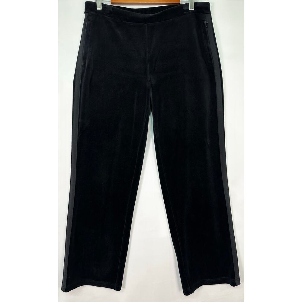 Lauren Active Ralph Lauren Black Velvet Active Track Pants Size Medium - Picture 2 of 11